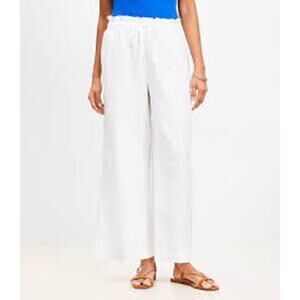 Loft Breezy Wide Leg Ankle Pants in Linen Cotton Womens Medium Petite Pull on